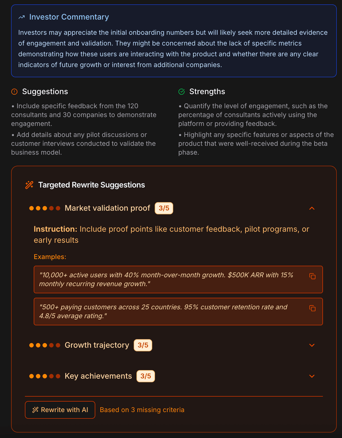 AI suggestions and narrative optimization