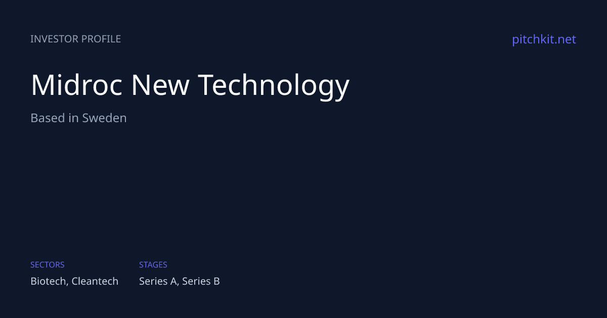 Midroc New Technology - Investor Profile | Pitchkit