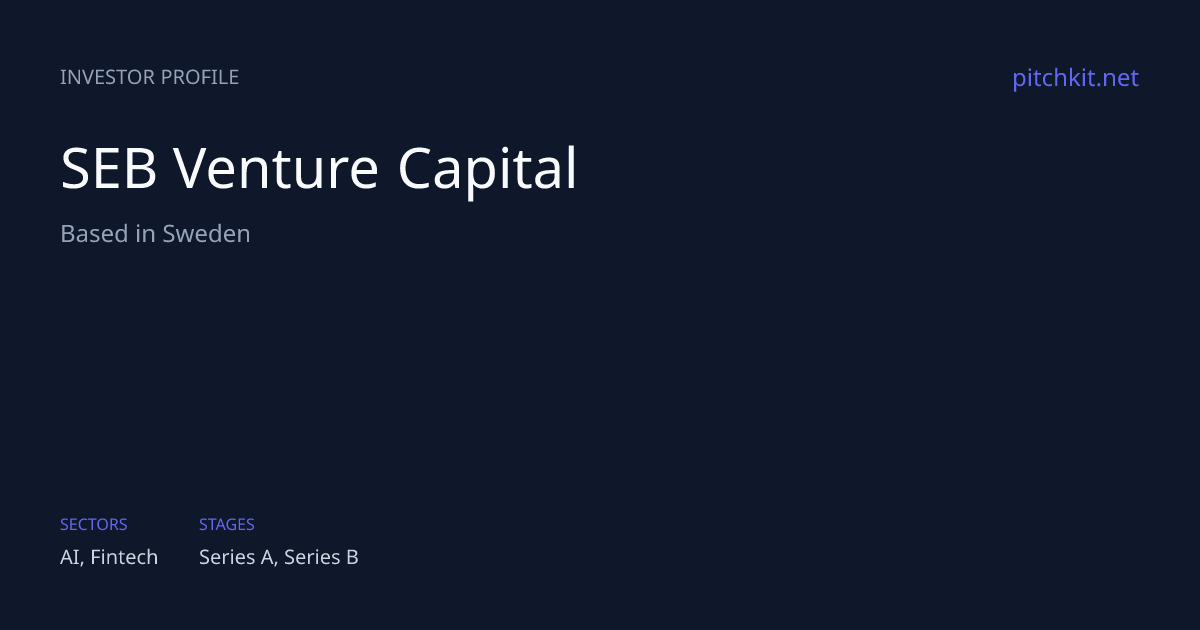 SEB Venture Capital - Investor Profile | Pitchkit
